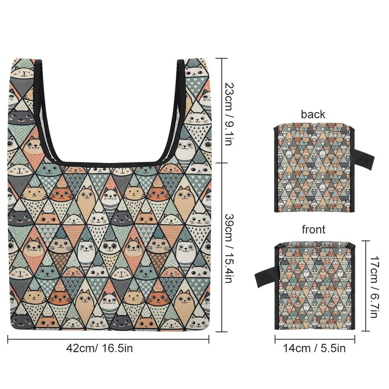 Cat Diamond Pattern - Collapsible Shopping Bag