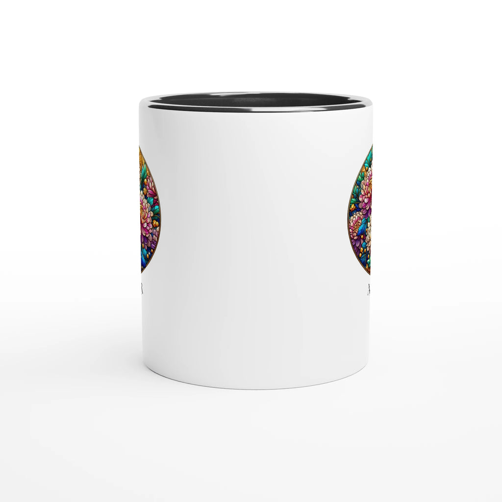 Stained Glass Birth Month Flowers - 11oz Ceramic Mug Personalised 11oz Mug Birthday customise Globally Fulfilled Name personalise Plants