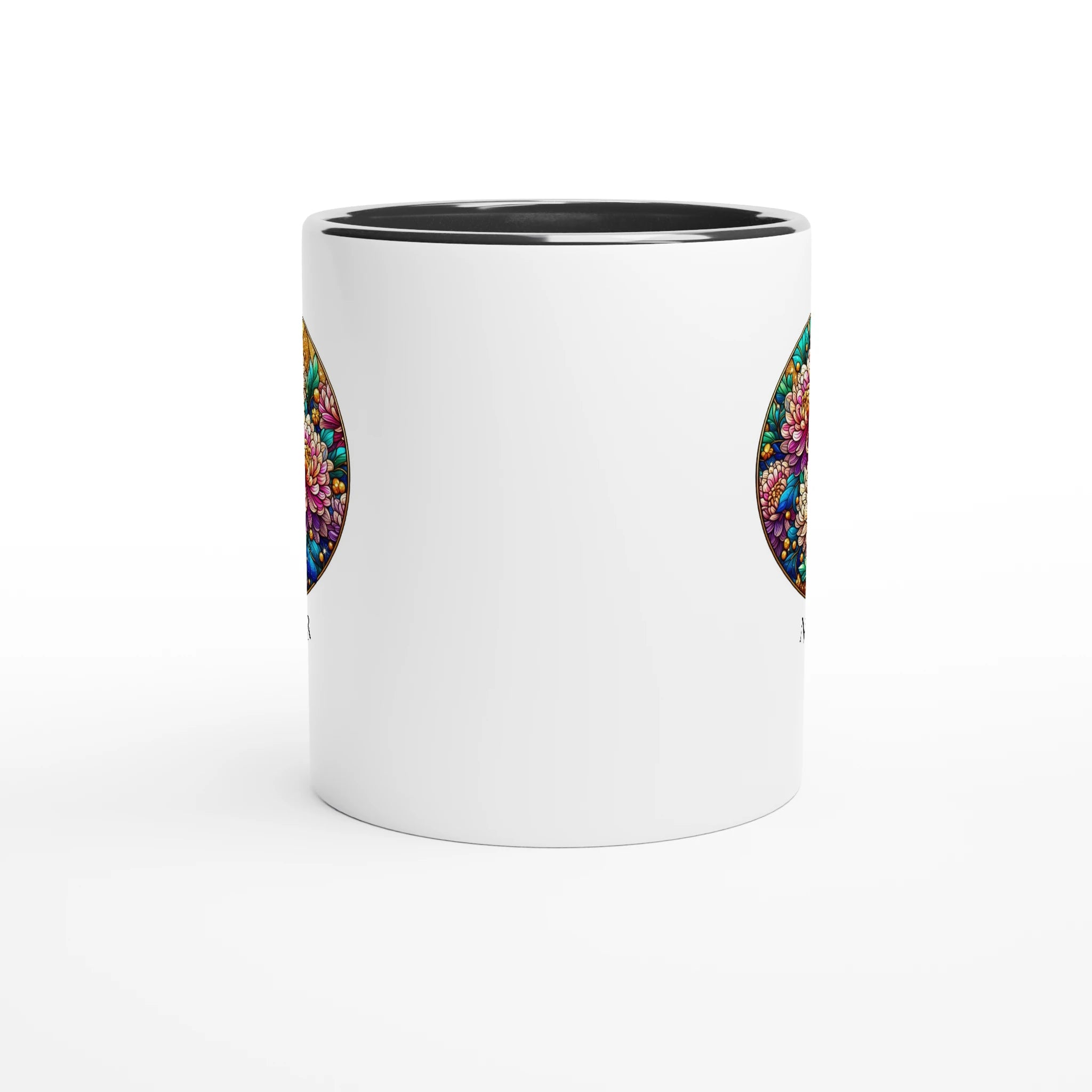 Stained Glass Birth Month Flowers - 11oz Ceramic Mug Personalised 11oz Mug Birthday customise Globally Fulfilled Name personalise Plants