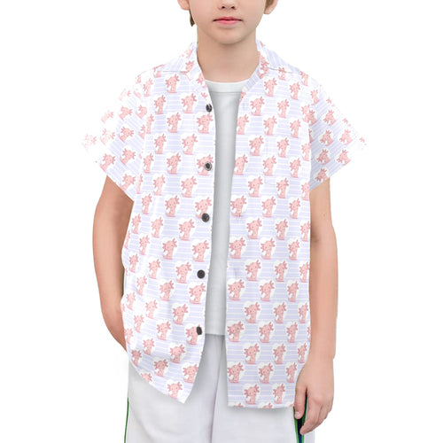 Axolotl Love Senior Kids Hawaiian Shirt Senior Kids Hawaiian Shirt 8-15 animal Printed Offshore