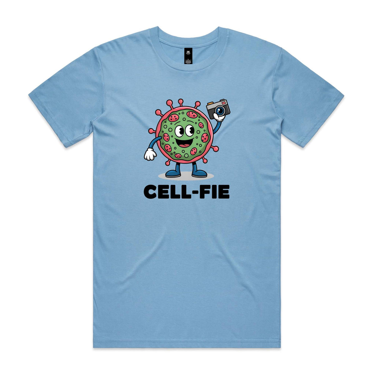 Cell-fie Cell Selfie Men's AS Colour T-shirt Carolina Blue Mens T-shirt Printed In Australia Science