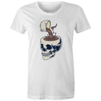 Coffee Skull - Womens T-shirt White Womens T-shirt Coffee Printed In Australia