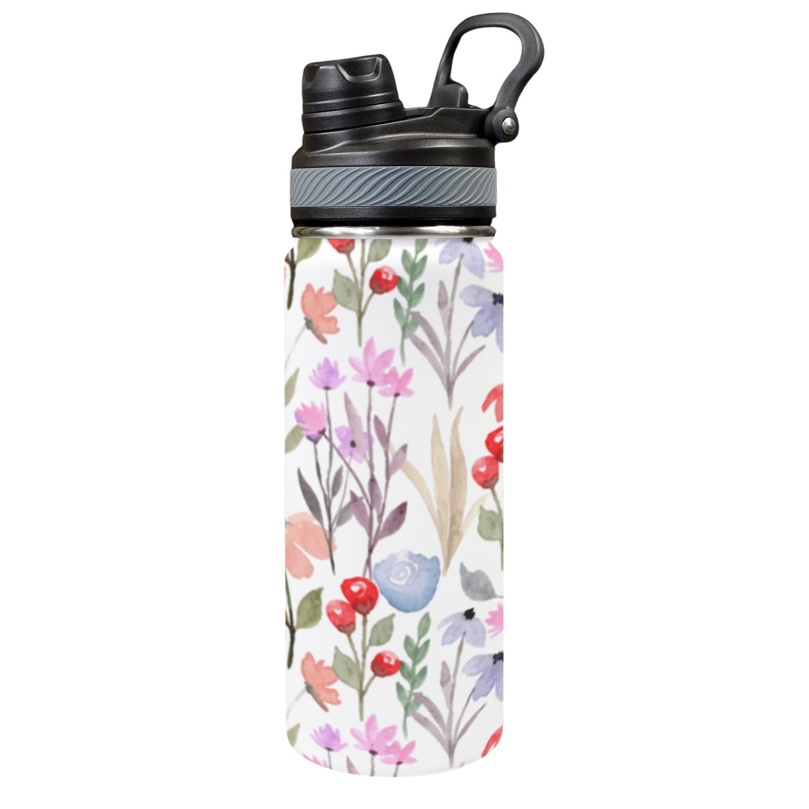 Floral Watercolour - Insulated Water Bottle with Dual-Use Lid (18oz) One Size Insulated Water Bottle with Dual-Use Lid (18oz) Plants Printed Offshore