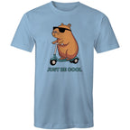 Just Be Cool, Capybara - Mens T-Shirt Carolina Blue Mens T-shirt animal Printed In Australia