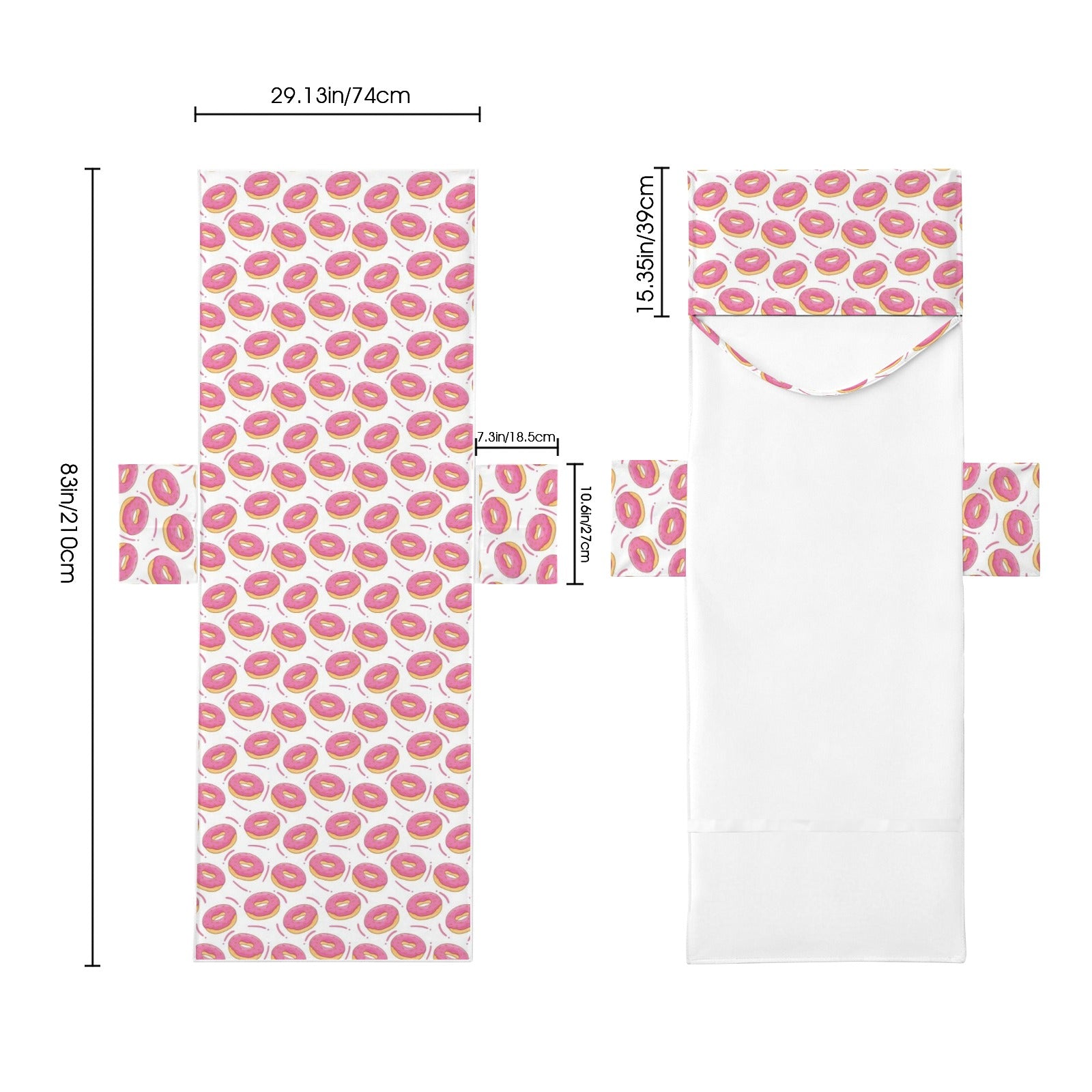 Pink Donuts Beach Chair Towel Cover with Side Pockets