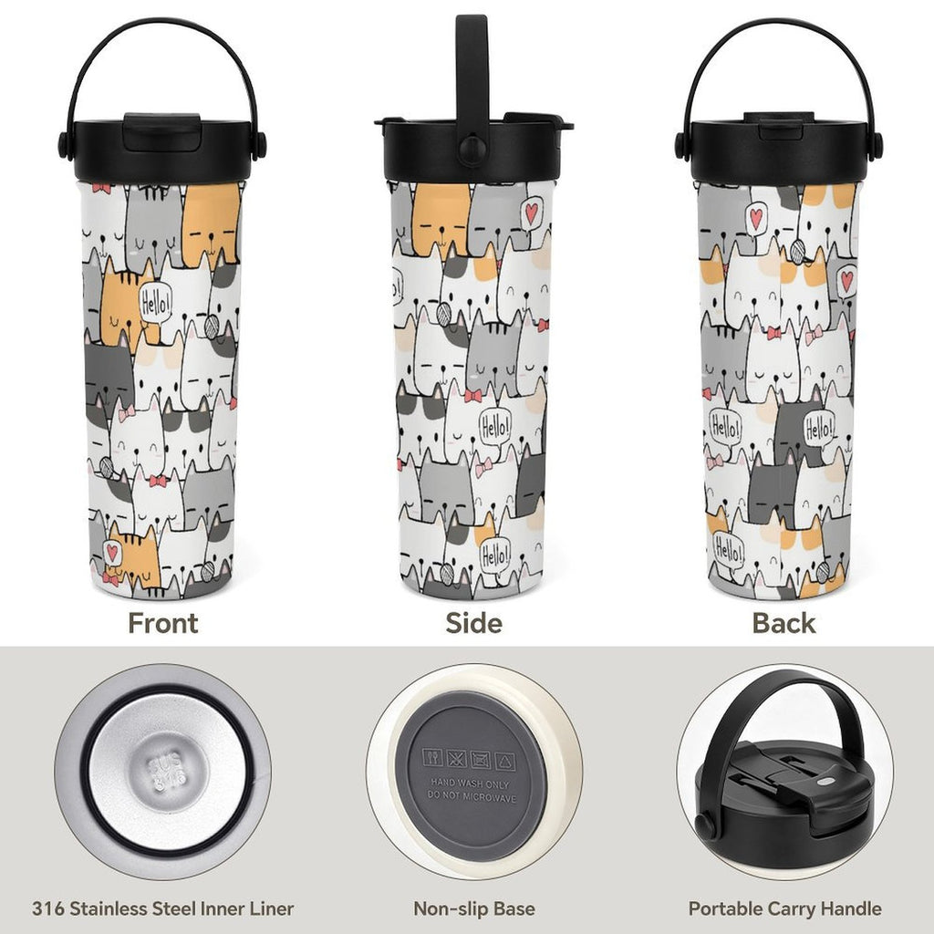 Cat Hello 20oz Tea Tumbler with Carry Handle