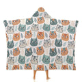 Cute Cat Faces Kids Hooded Blanket 100cm x 130cm white 40"×50" Kids Hooded Blanket animal Printed Offshore