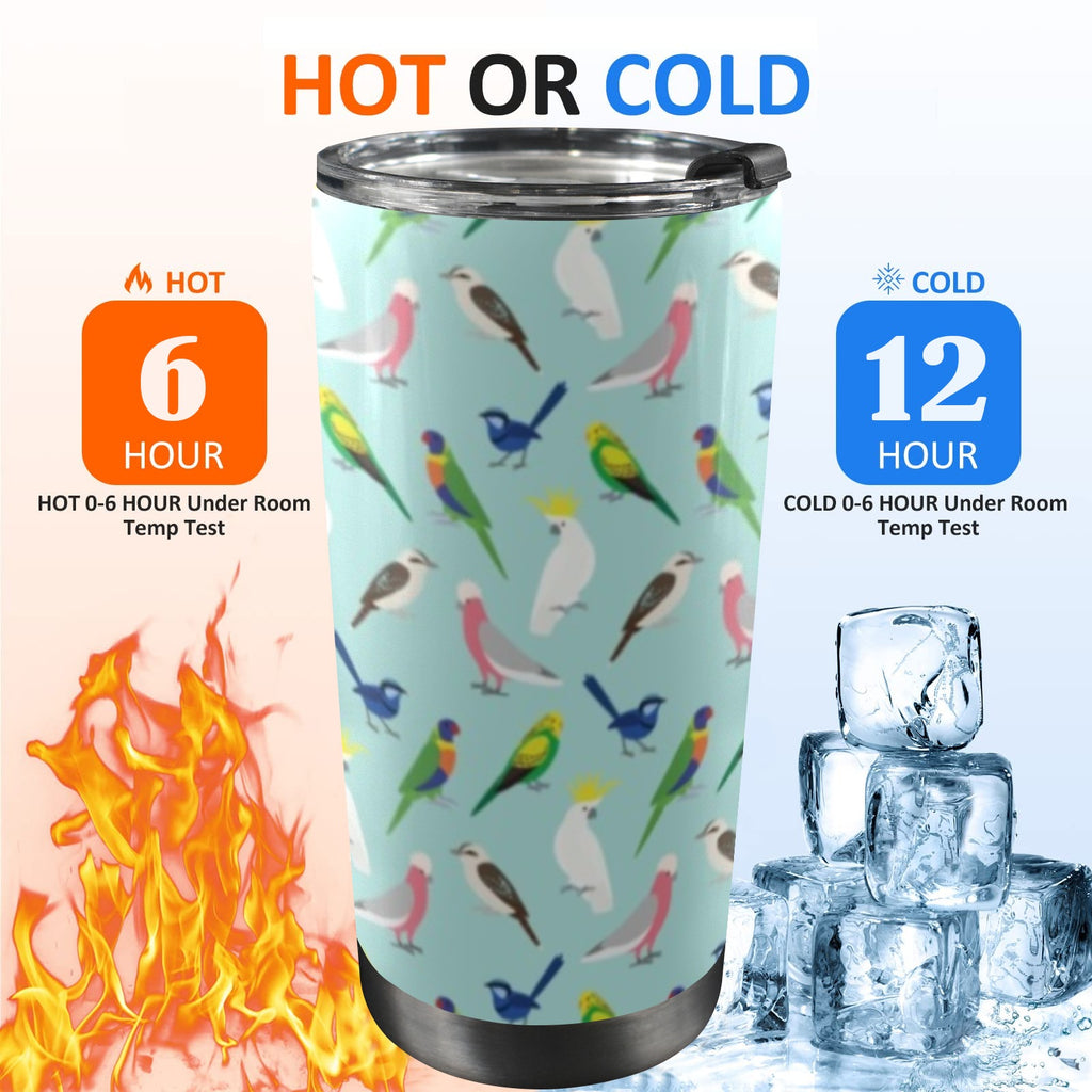 Australian Birds 20oz Mobile Tumbler with Lid (Black Lock) 20oz Travel Mug Australia Birds Printed Offshore