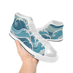 Ocean Waves Women's High Top Canvas Shoes Womens Classic High Top Shoes Ocean Printed Offshore
