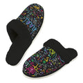 Colourful Maths Formulas Men's Fur Trim Thick-Sole Indoor Slippers 2XL Men's Fur Trimmed Slippers Maths Printed Offshore