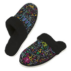 Colourful Maths Formulas Men's Fur Trim Thick-Sole Indoor Slippers 2XL Men's Fur Trimmed Slippers Maths Printed Offshore