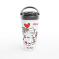 Personalised Cat Heart Meow White 15oz Stainless Steel Travel Mug Default Title Personalised Travel Mug animal customise Globally Fulfilled Love personalise