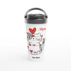 Personalised - Cat Heart Meow - White 15oz Stainless Steel Travel Mug Default Title Personalised Travel Mug animal customise Globally Fulfilled Love personalise