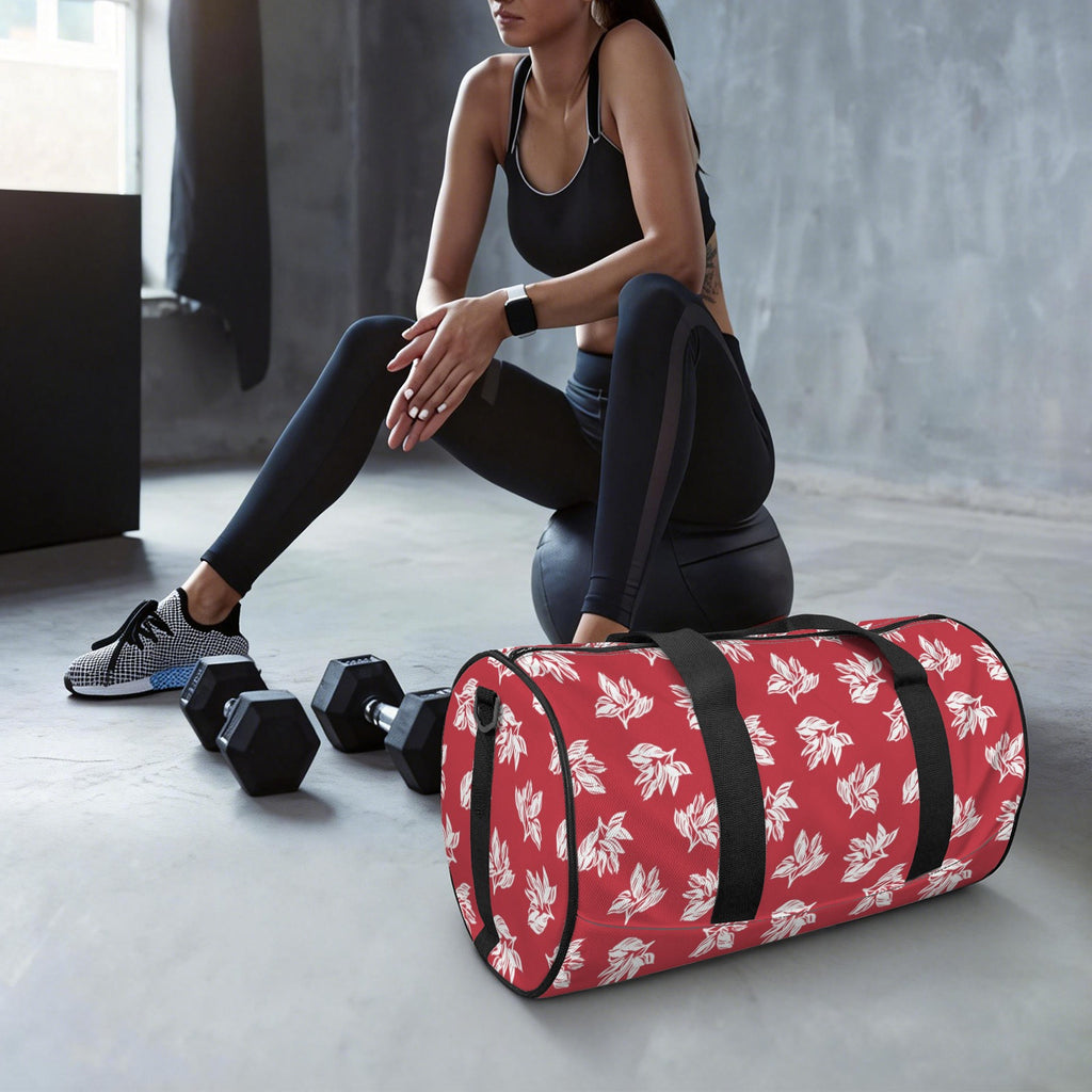 Red Retro Foliage Duffle Bag Duffle Bag Printed Offshore