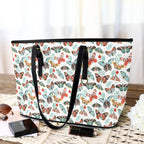 Pretty Moths And Butterflies PU Leather Tote Bag Large Leather Tote Bag-Large animal Printed Offshore