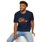 Retro Christmas Tree On Car - Unisex Softstyle T-Shirt