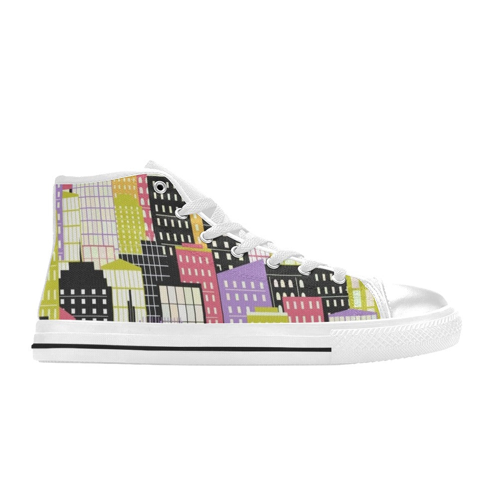 City Scape Women's High Top Canvas Shoes Womens Classic High Top Shoes Printed Offshore