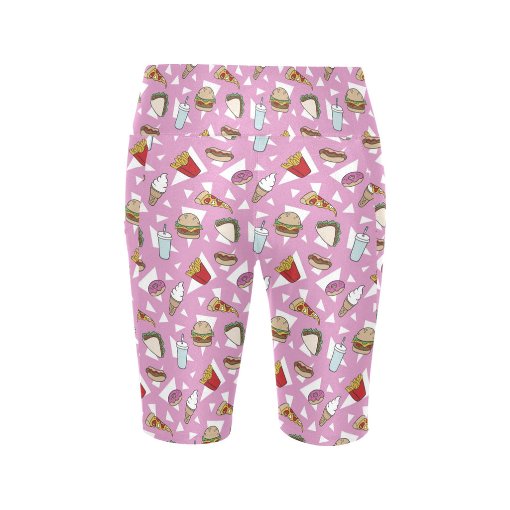 Fast Food Women's Bike Shorts With Side Pockets Women's Bike Shorts Food Printed Offshore