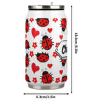 Personalised Ladybugs 300ml Stainless Steel Can Shaped Tumbler With Straw Lid Personalised 300ml Can Shaped Tumbler animal Printed Offshore