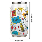 Personalised Comic Book Zap 300ml Stainless Steel Can Shaped Tumbler With Straw Lid Personalised 300ml Can Shaped Tumbler comic Printed Offshore