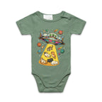 UFO Cat Abduction AS Colour Baby Bodysuit Sage Baby Bodysuit animal Printed In Australia Sci Fi
