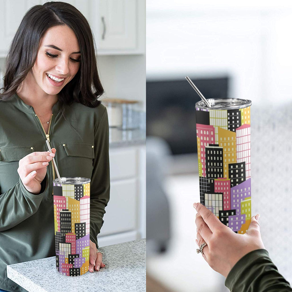 City Scape - 20oz Tall Skinny Tumbler with Lid and Straw