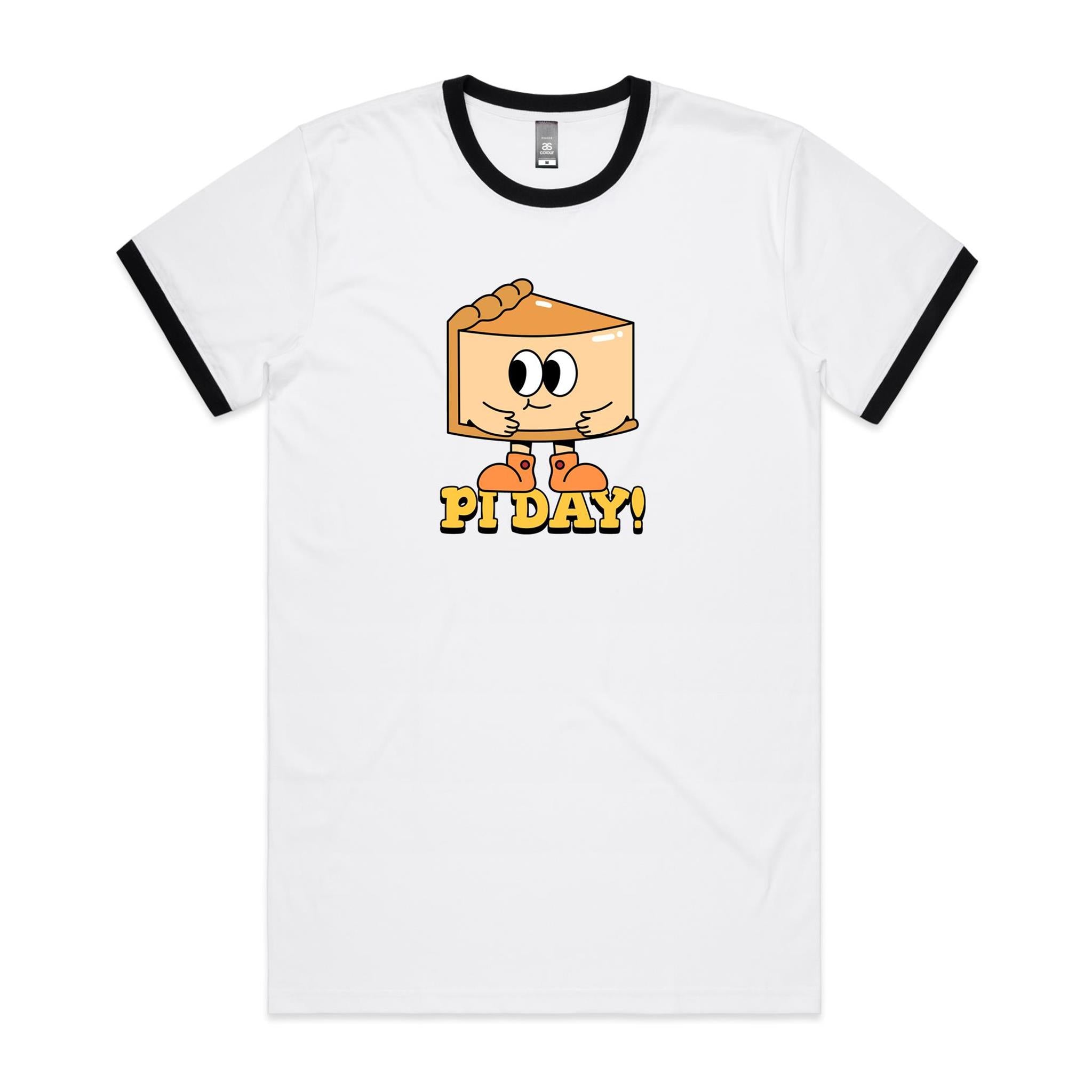 Pi Day - Staple Ringer Tee White Black Ringer T-Shirt Maths Printed In Australia Science