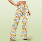 Retro Boho Flower High Waist Crossover Tummy Control Flare Leggings High Waist Flare Leggings Plants Printed Offshore