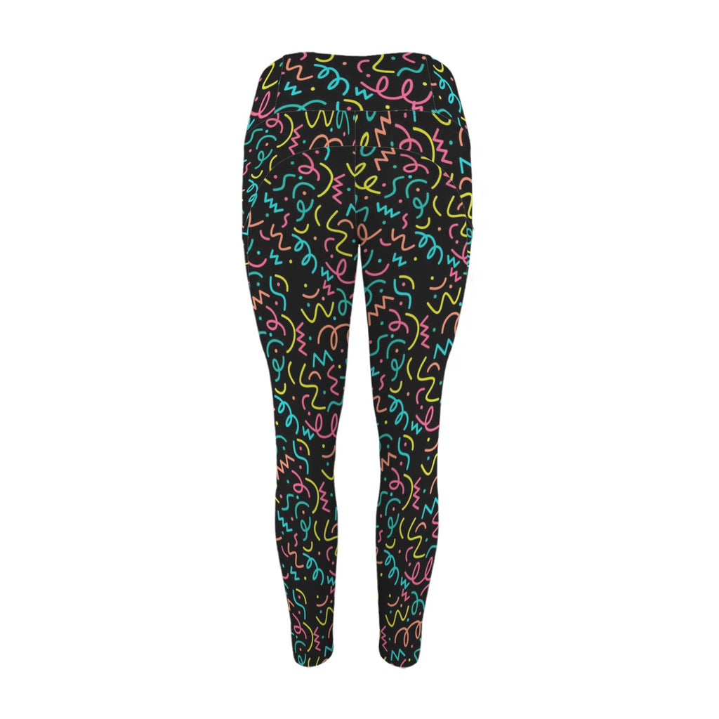 Squiggle Time - Women's High Waist Pockets Yoga Leggings
