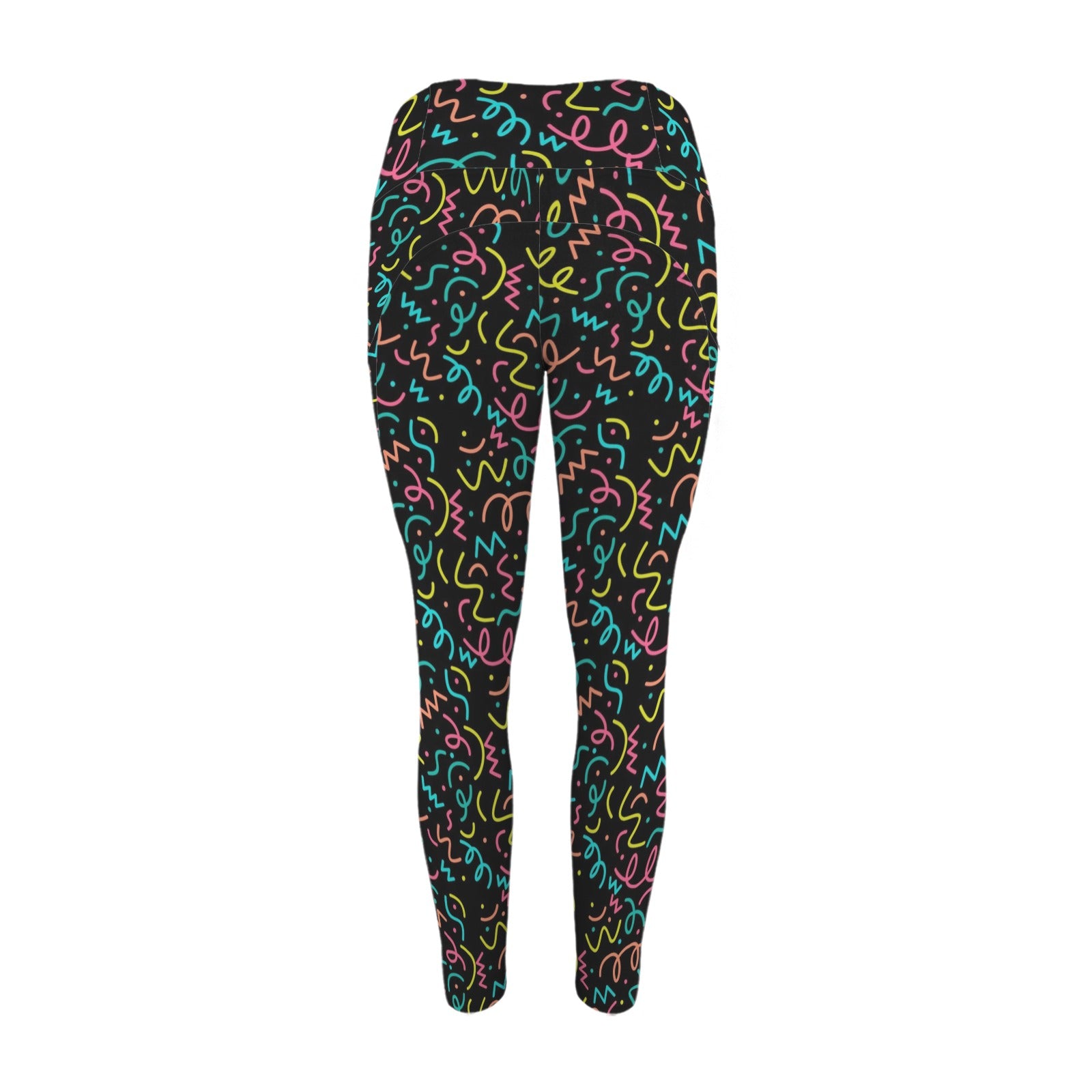 Squiggle Time - Women's High Waist Pockets Yoga Leggings