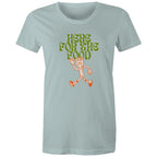 Here For The Food - Womens T-shirt Pale Blue Womens T-shirt Food Printed In Australia