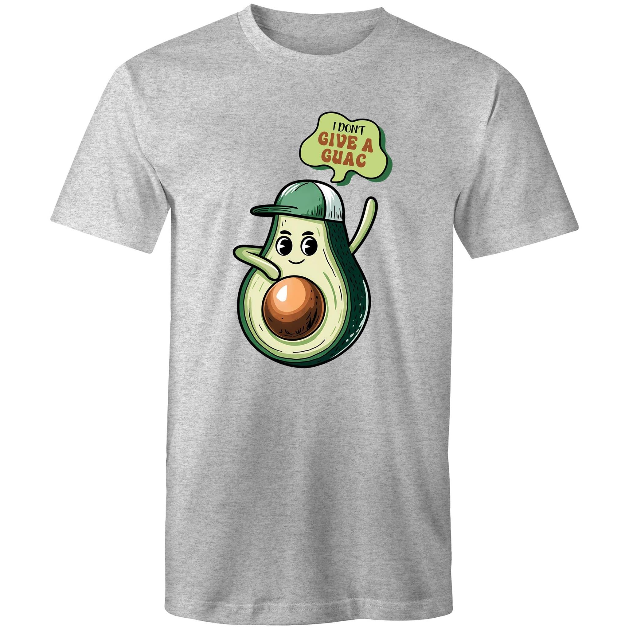 Avocado, I Don't Give A Guac - Mens T-Shirt Grey Marle Mens T-shirt Food Printed In Australia