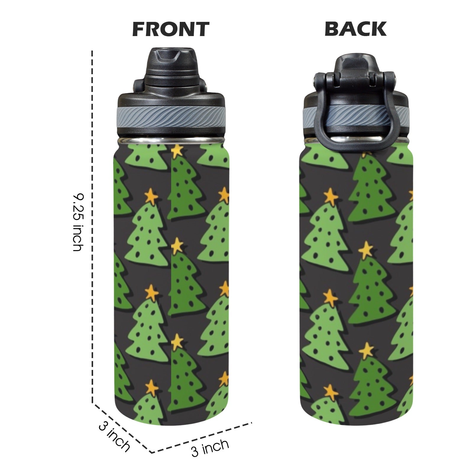 Christmas Trees - Insulated Water Bottle with Dual-Use Lid (18oz) Insulated Water Bottle with Dual-Use Lid (18oz) Christmas Printed Offshore