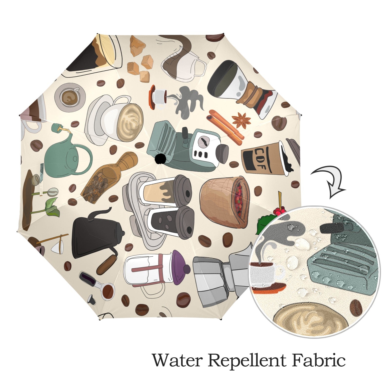 All The Coffee - Semi-Automatic Foldable Umbrella (Model U12) Semi-Automatic Foldable Umbrella (U12)