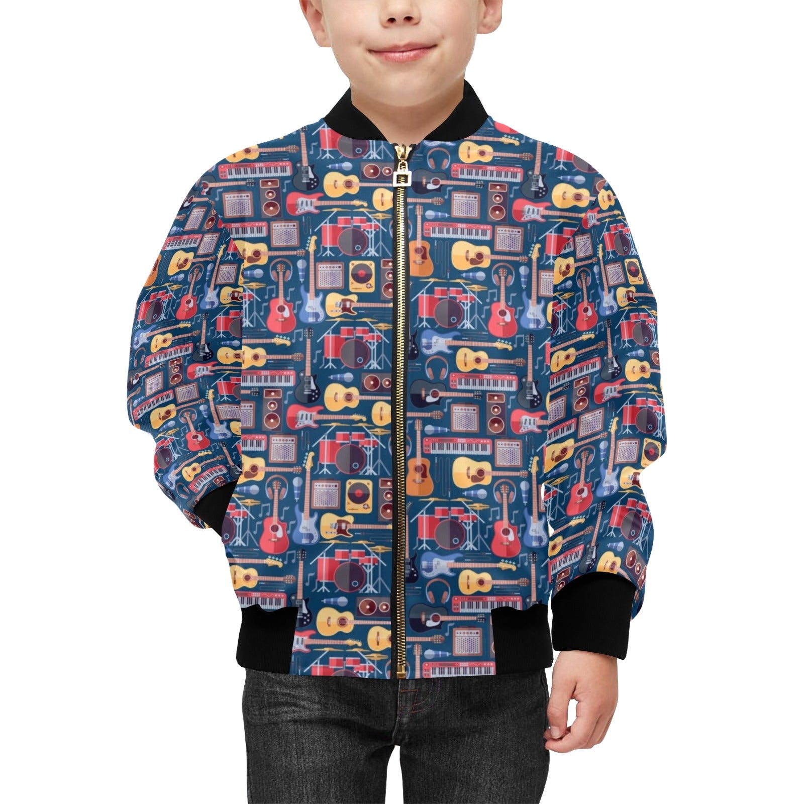 Music Instruments Kids Bomber Jacket Kids Bomber Jacket Music Printed Offshore