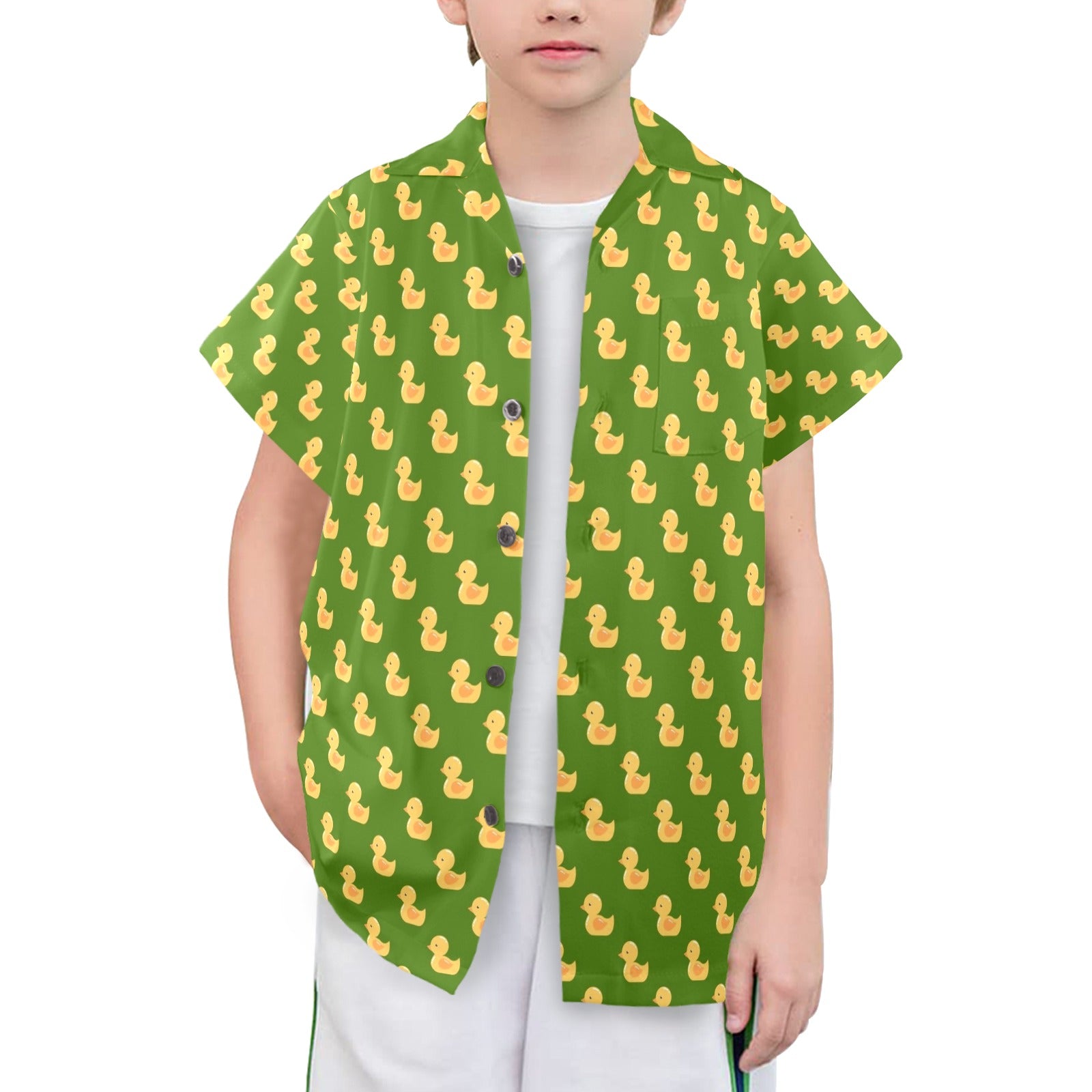 Rubber Ducks On Green Senior Kids Hawaiian Shirt
