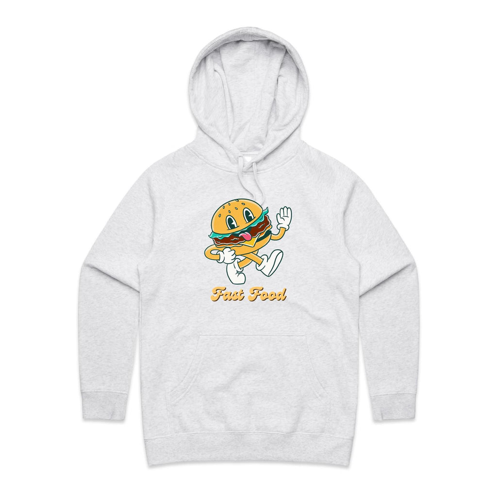 Fast Food - Womens Hoodie White Marle Womens Hoodie Food Printed In Australia
