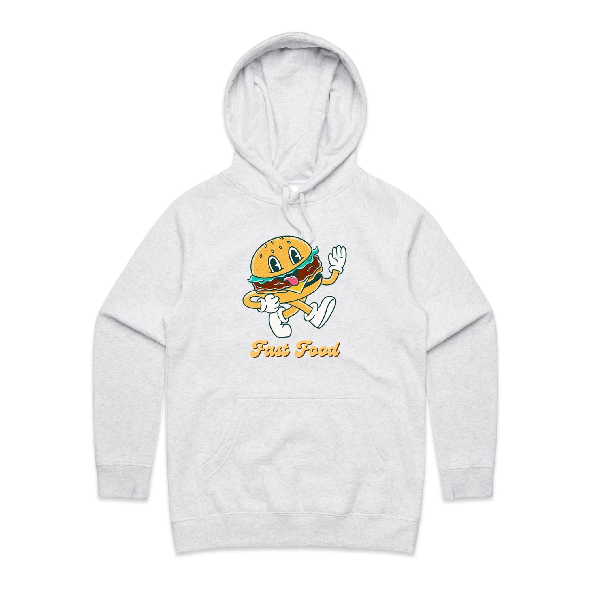 Fast Food - Womens Hoodie White Marle Womens Hoodie Food Printed In Australia