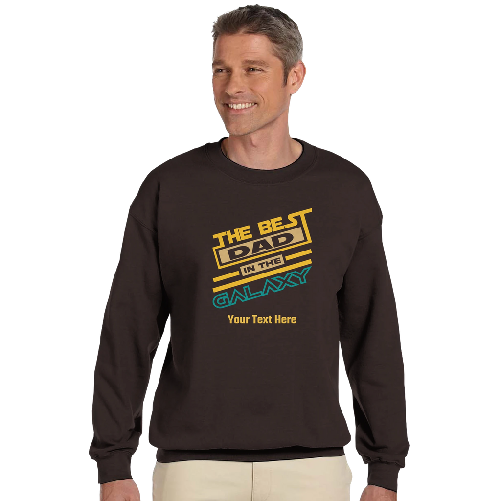 Personalised - The Best Dad In The Galaxy - Classic Unisex Crewneck Sweatshirt | Gildan® 18000 Dark Chocolate Personalised Sweatshirt customise Dad Globally Fulfilled personalise