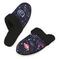 Outer Space Men's Fur Trim Thick-Sole Indoor Slippers 2XL Men's Fur Trimmed Slippers Printed Offshore Space