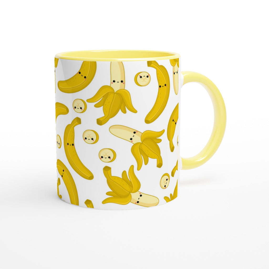 Happy Bananas - White 11oz Ceramic Mug with Colour Inside Colour 11oz Mug food Globally Fulfilled
