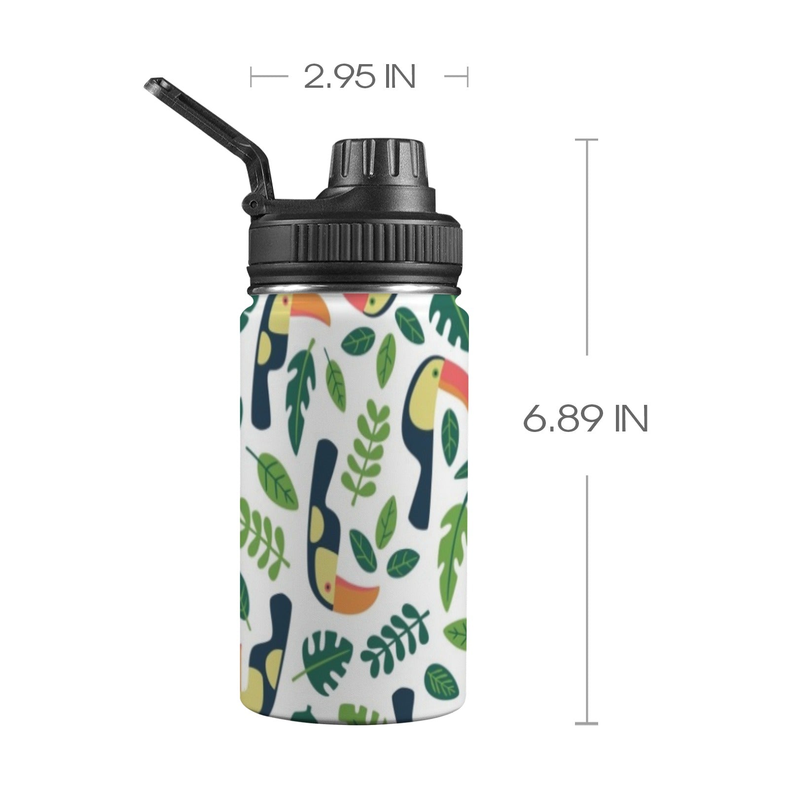 Toucans Kids Water Bottle with Chug Lid (12 oz) One Size Kids Water Bottle with Chug Lid animal Printed Offshore
