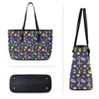Groovy Alien And UFO PU Leather Tote Bag Large