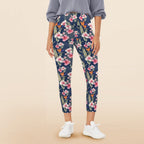 Dark Hawaiian Floral Women's High Waist Pockets Yoga Leggings