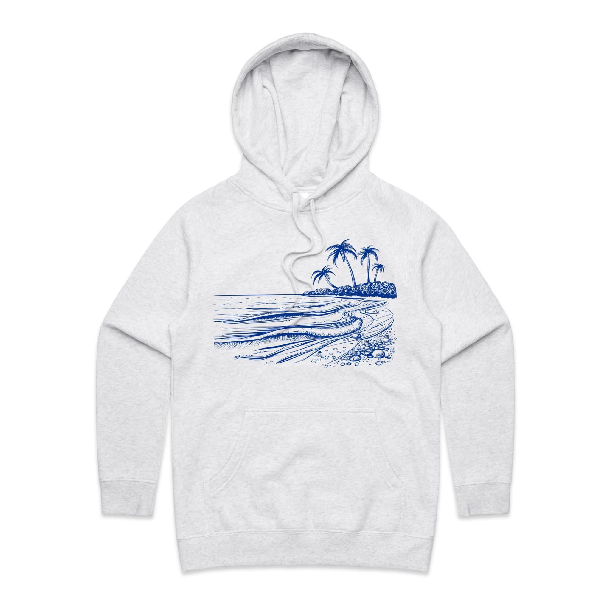 Surf Beach - Womens Hoodie White Marle Womens Hoodie Printed In Australia Surf