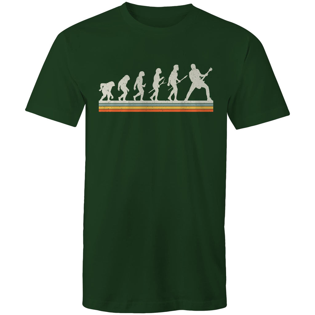Guitar Player Evolution - Mens T-Shirt Forest Green Mens T-shirt Music Printed In Australia