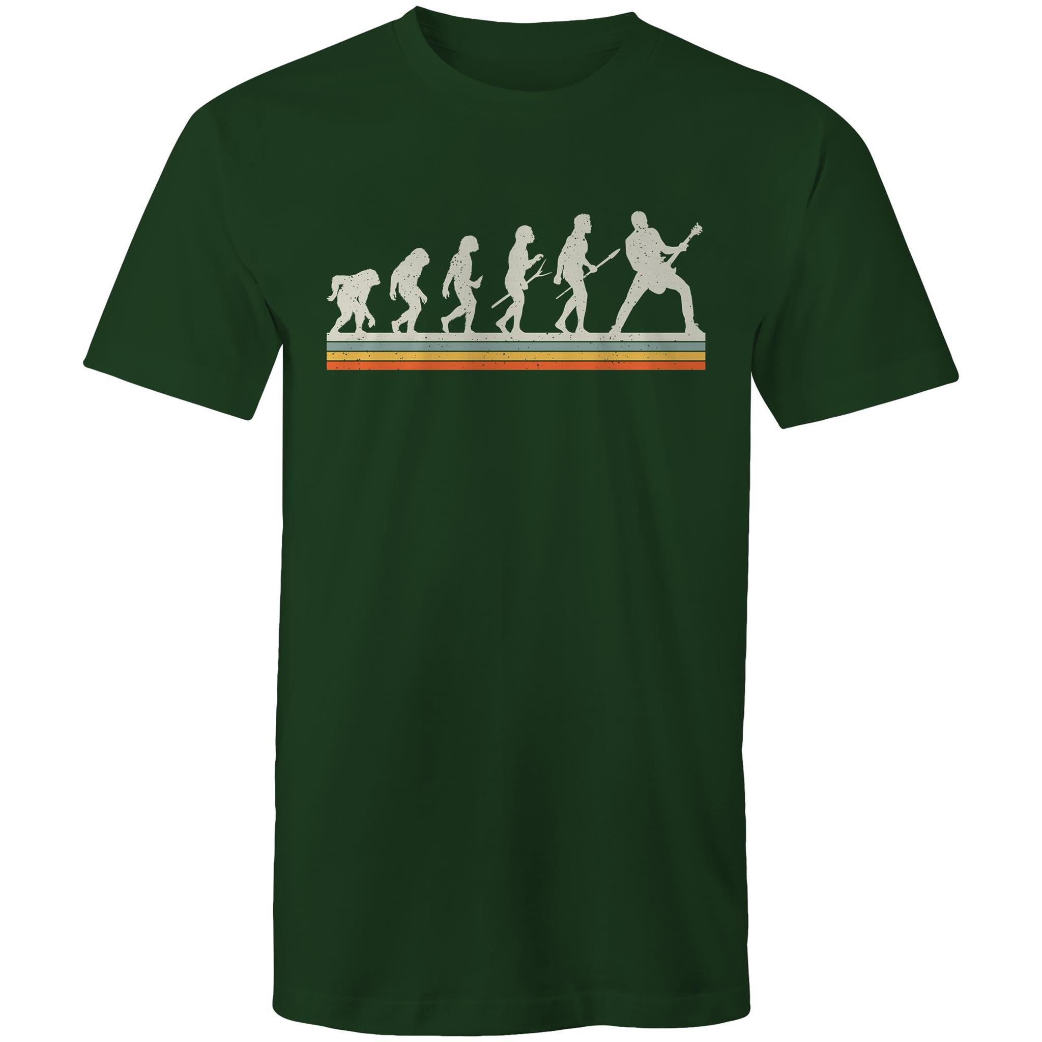 Guitar Player Evolution - Mens T-Shirt Forest Green Mens T-shirt Music Printed In Australia