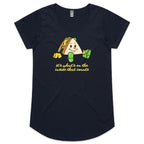 Sandwich, It's What's On The Inside That Counts - Womens Scoop Neck T-Shirt Navy Womens Scoop Neck T-shirt Food Positivity Printed In Australia