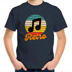 Retro Music - Kids Youth T-Shirt Navy Kids Youth T-shirt Music Printed In Australia Retro