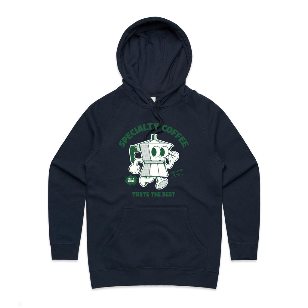 Specialty Coffee - Womens Hoodie Navy Womens Hoodie Coffee Printed In Australia